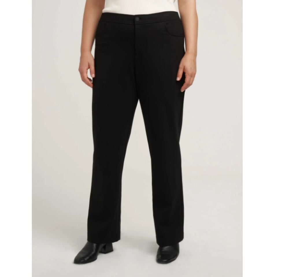 NEW ANNE KLEIN Women's Black Fly Front Bootleg Pant Size 8